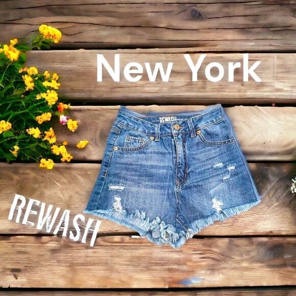 REWASH l Jean Shorts l Vintage Reunion l High-waist l Fringed hem l 25 l EUC - Picture 1 of 9